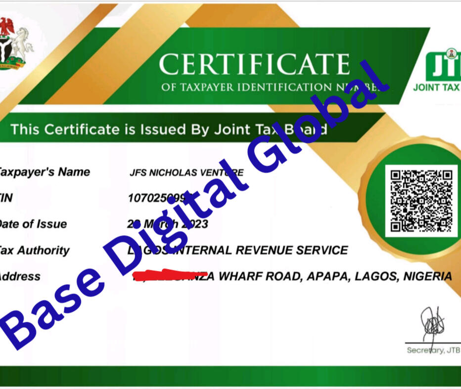 TIN Tax Certificate